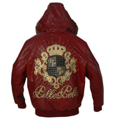 Pelle Pelle Men's Maroon Hoodie Leather Jacket